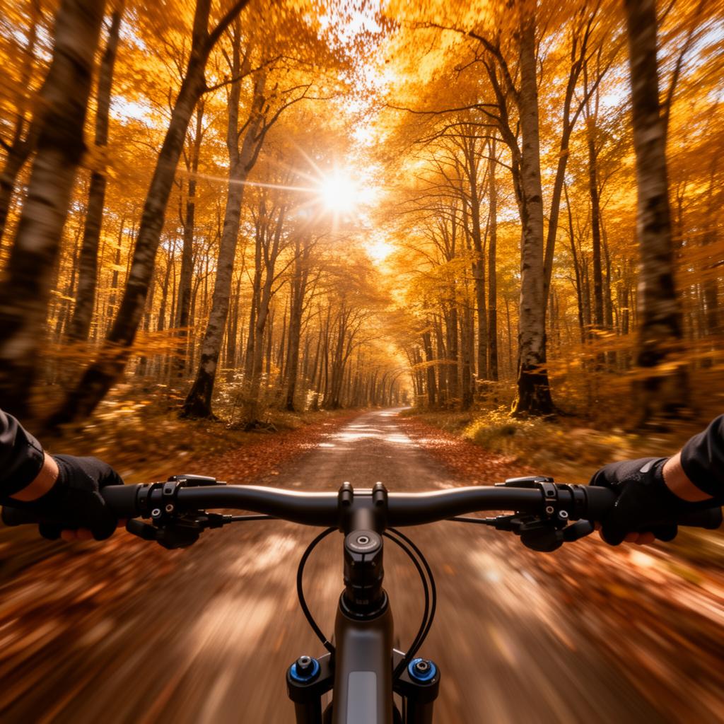 Confident rider on a flowing singletrack trail in Chiltern beech woods